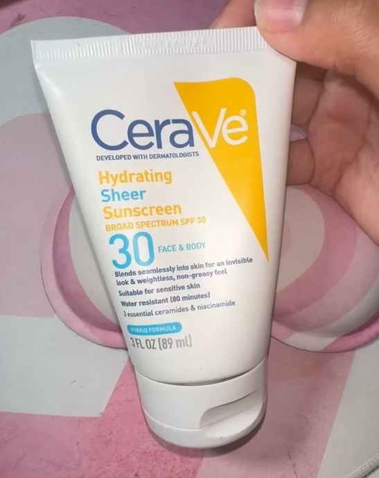 CeraVe Hydrating Sheer Sunscreen SPF 30 for Face & Body